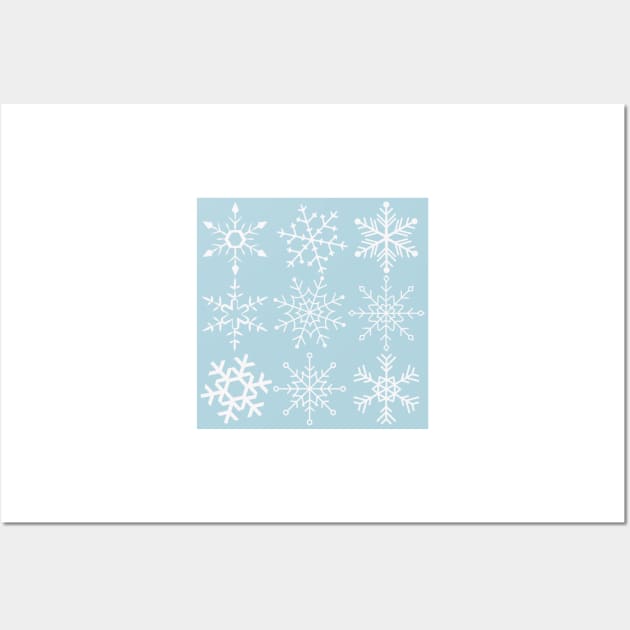 cool blue gray vintage christmas snowflake pattern Wall Art by opptop